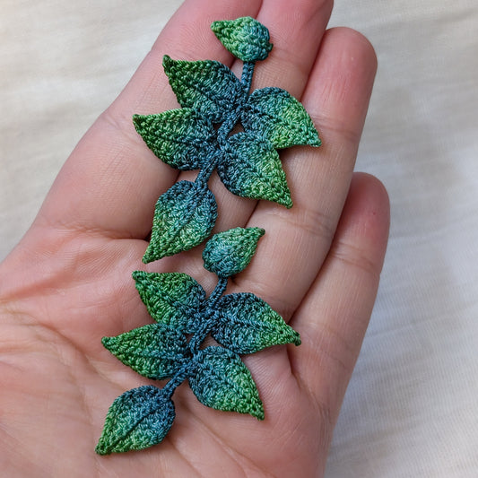 Leaf Dangles Micro Crochet Earrings