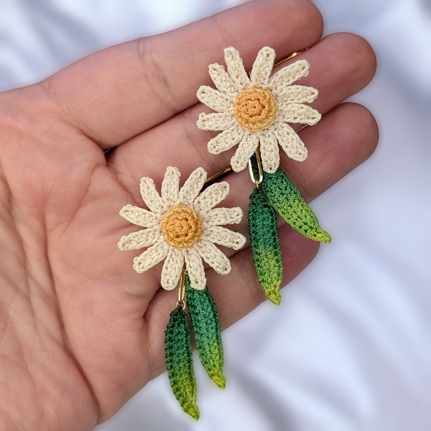 Daisy Dangle Micro Crochet Earrings