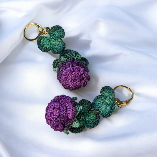 Purple Clover Micro Crochet Earrings