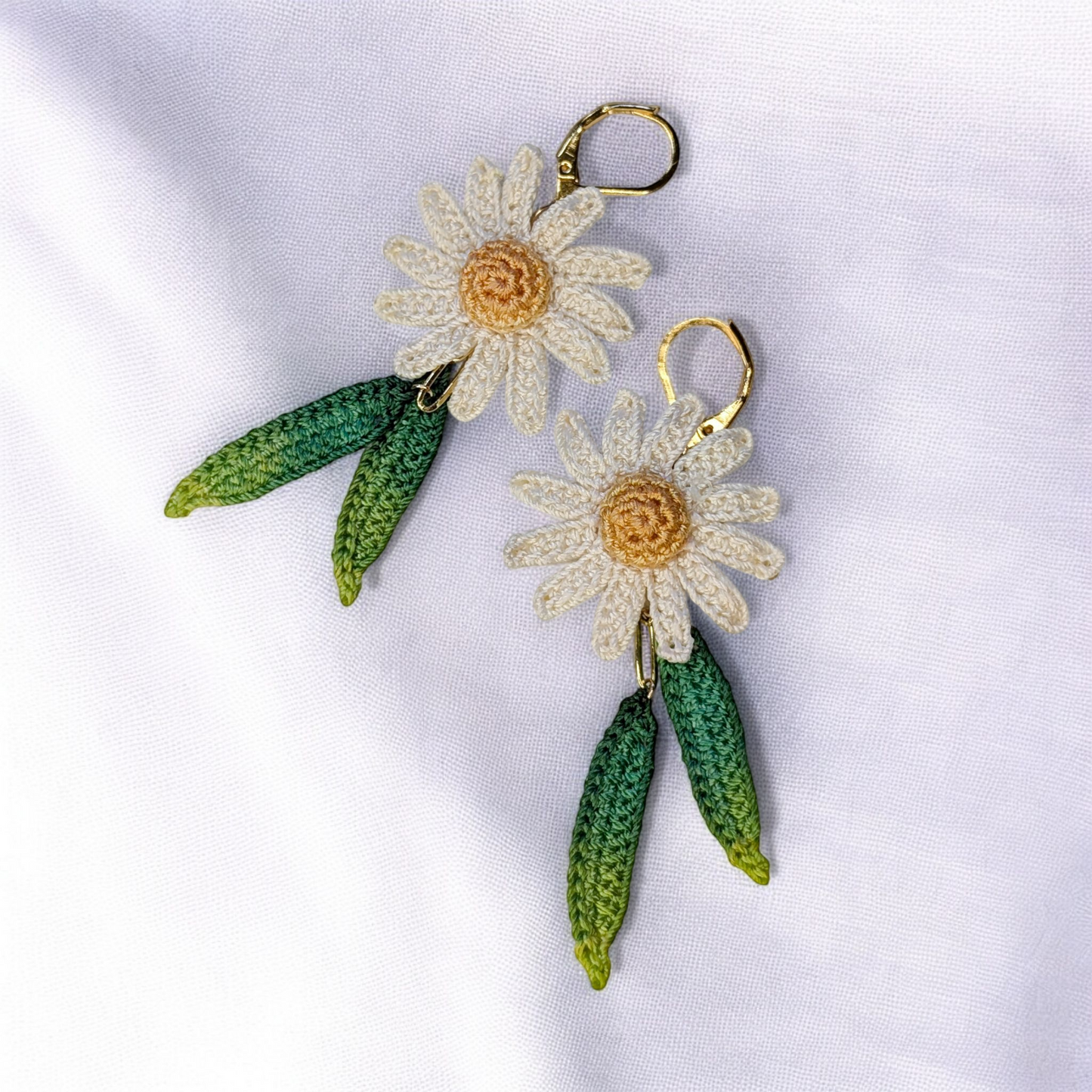 Daisy Dangle Micro Crochet Earrings