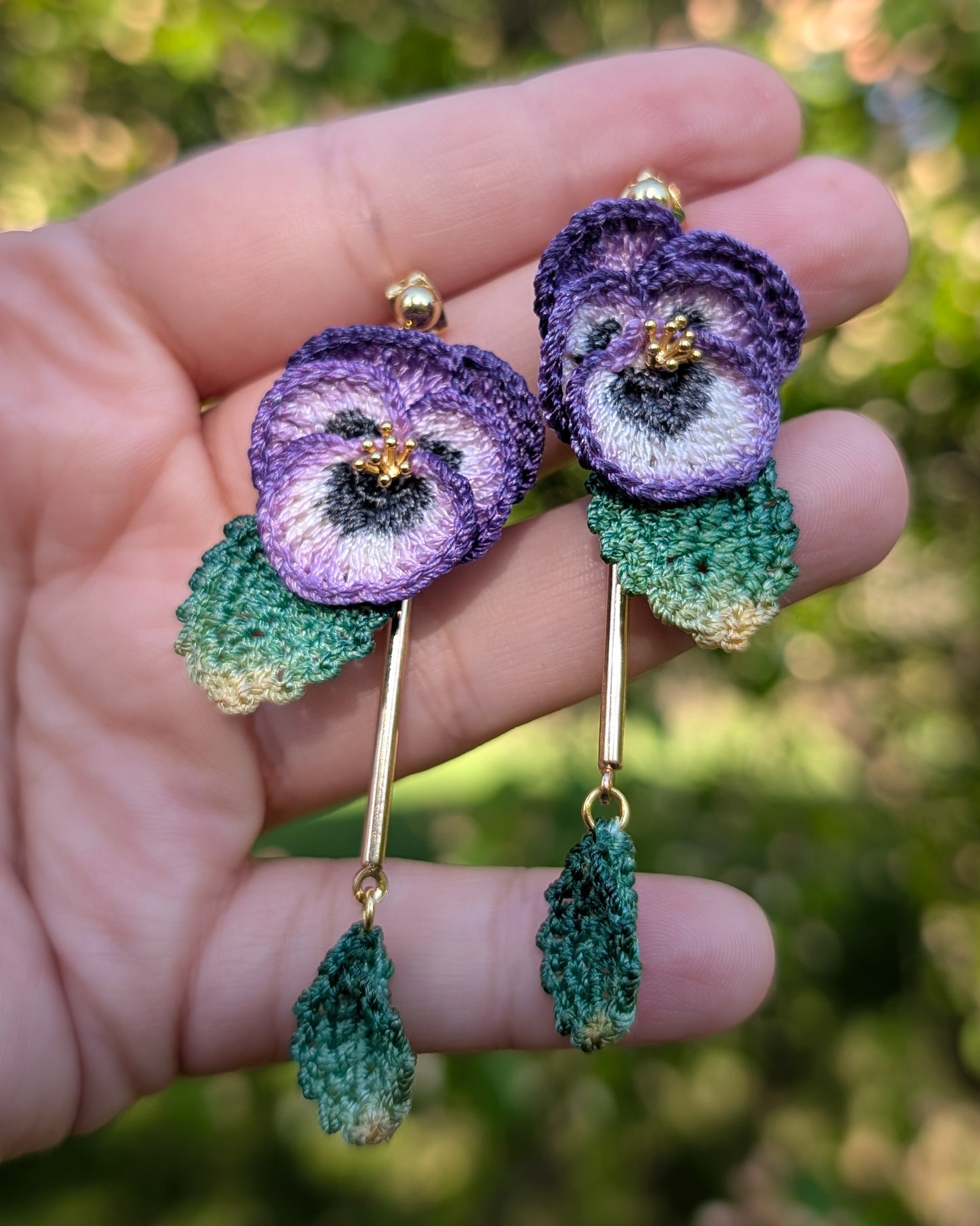 Pansy Micro Crochet Earrings