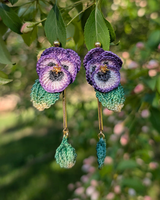 Pansy Micro Crochet Earrings