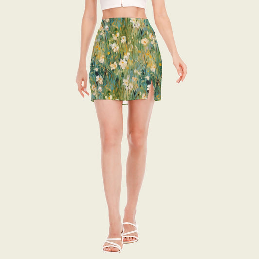 Grassy Meadows Side Slit Mini Skirt