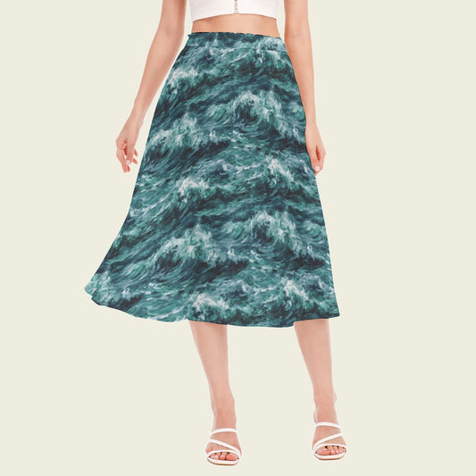 Stormy Waters Chiffon Midi Skirt